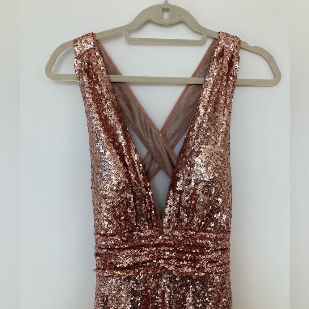 Revelry rose gold sequin gown, size 8